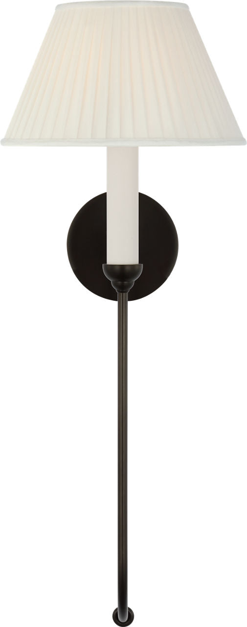 Ingela 24" Single Sconce | Modern Iron | Silk Pleat Shade