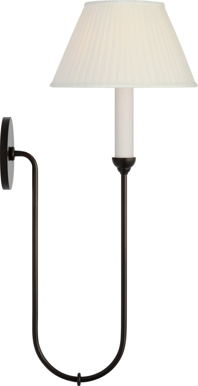 Ingela 24" Single Sconce | Modern Iron | Silk Pleat Shade