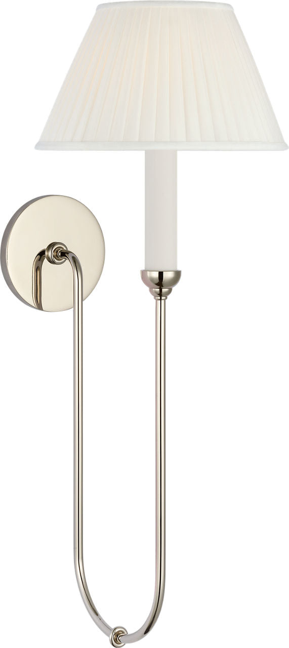 Ingela 24" Single Sconce | Polished Nickel | Silk Pleat Shade