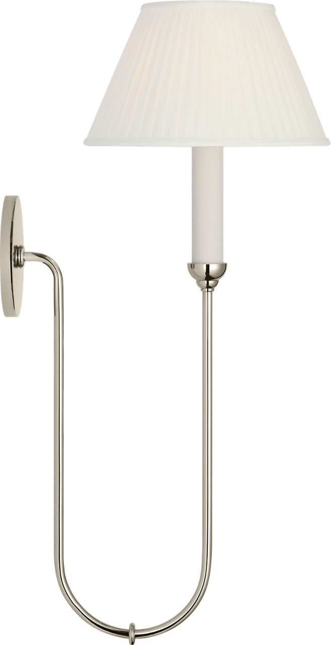 Ingela 24" Single Sconce | Polished Nickel | Silk Pleat Shade