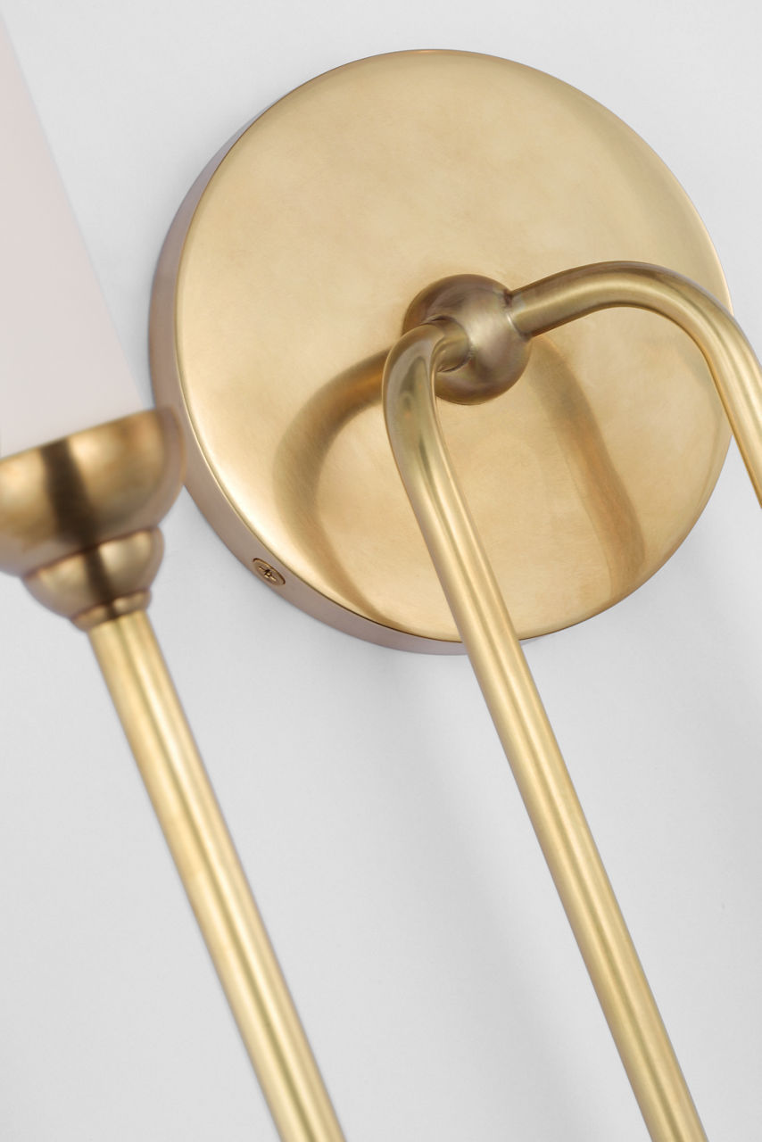 Ingela 24" Double Sconce | Hand-Rubbed Antique Brass | Silk Pleat Shades