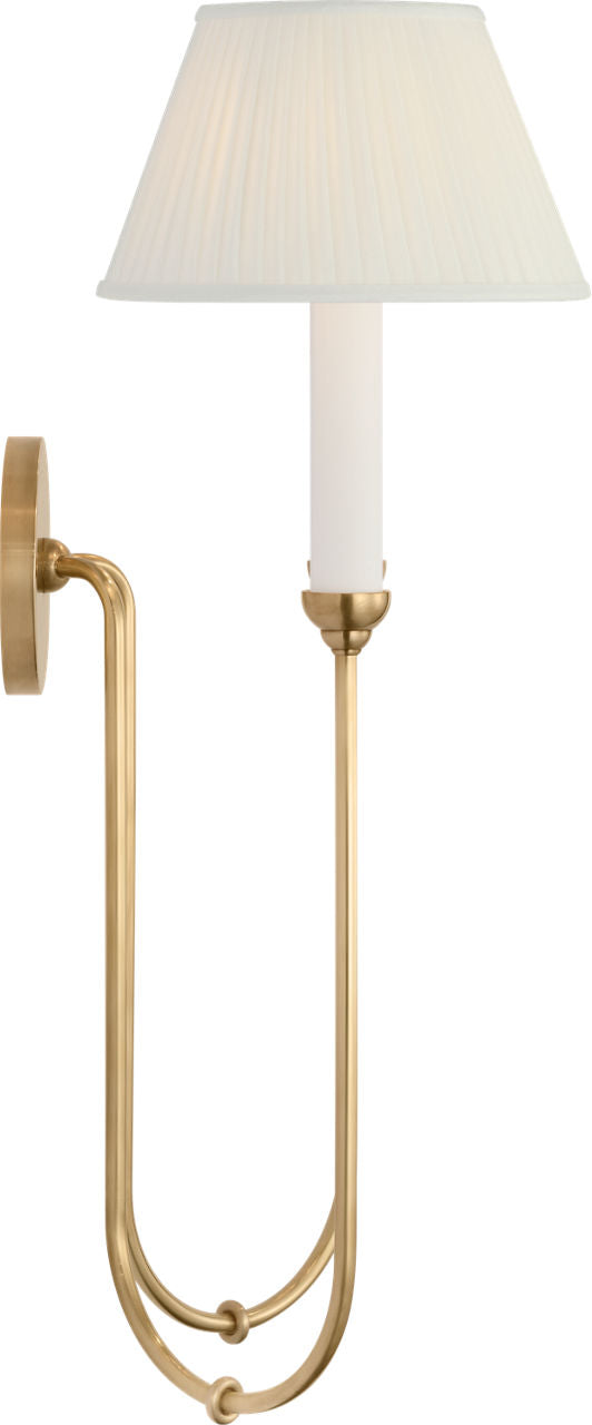 Ingela 24" Double Sconce | Hand-Rubbed Antique Brass | Silk Pleat Shades