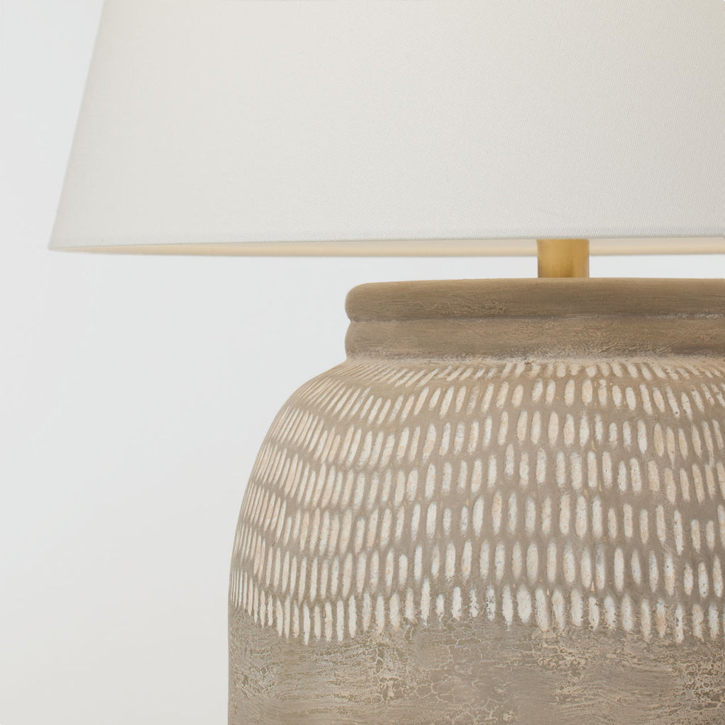 Indra Medium Table Lamp | Silt Grey Ceramic | Linen Shade