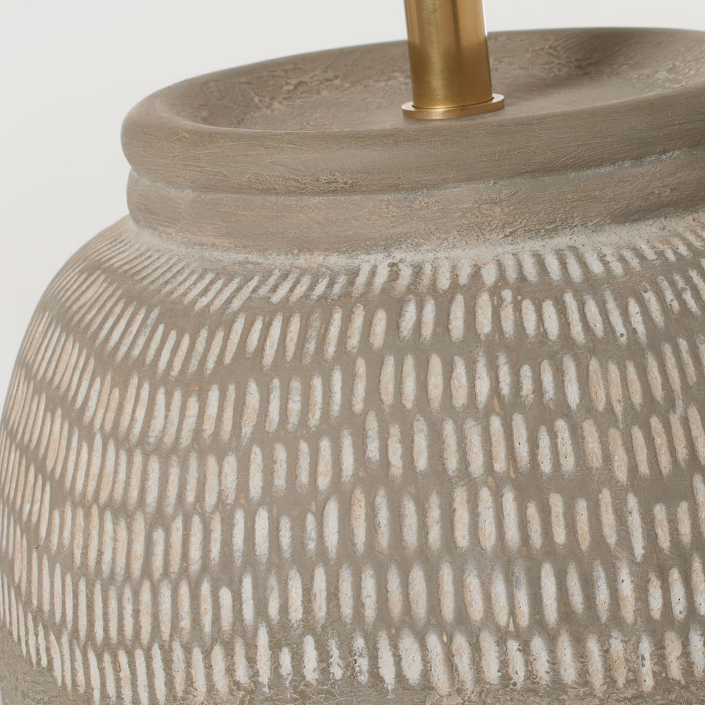 Indra Medium Table Lamp | Silt Grey Ceramic | Linen Shade