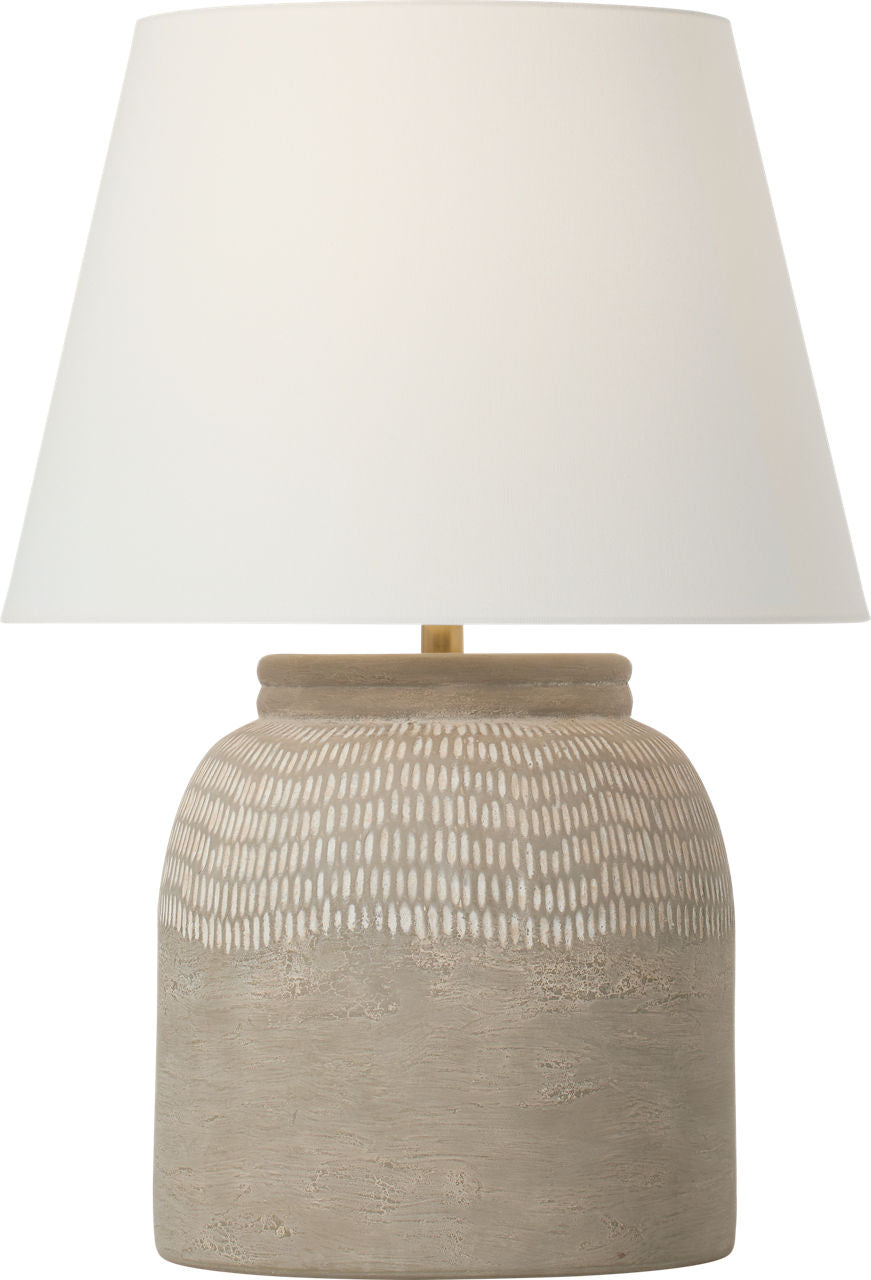 Indra Medium Table Lamp | Silt Grey Ceramic | Linen Shade