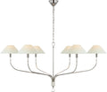Griffin Grande Tail Chandelier | Polished Nickel and Parchment Leather | Linen Shades