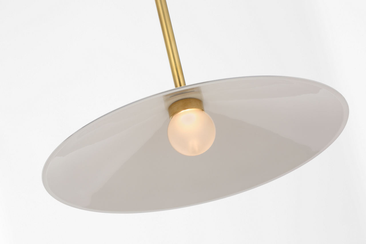 Ponce 13" Pendant | Hand-Rubbed Antique Brass | Milk White Glass