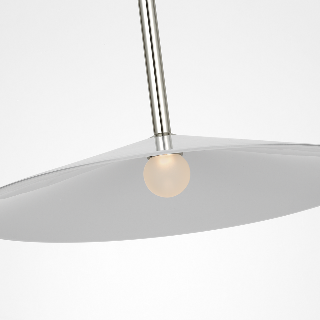 Ponce 18" Pendant | Polished Nickel | Milk White Glass Shade