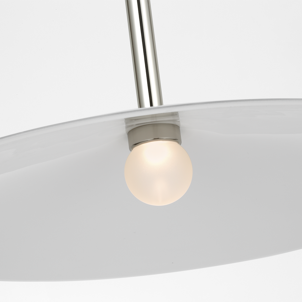 Ponce 18" Pendant | Polished Nickel | Milk White Glass Shade