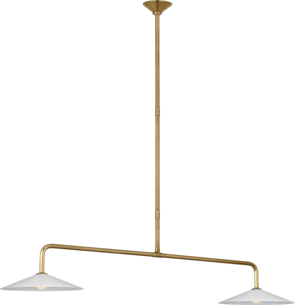 Ponce 62" Linear Pendant | Hand-Rubbed Antique Brass | Milk White Glass Shades