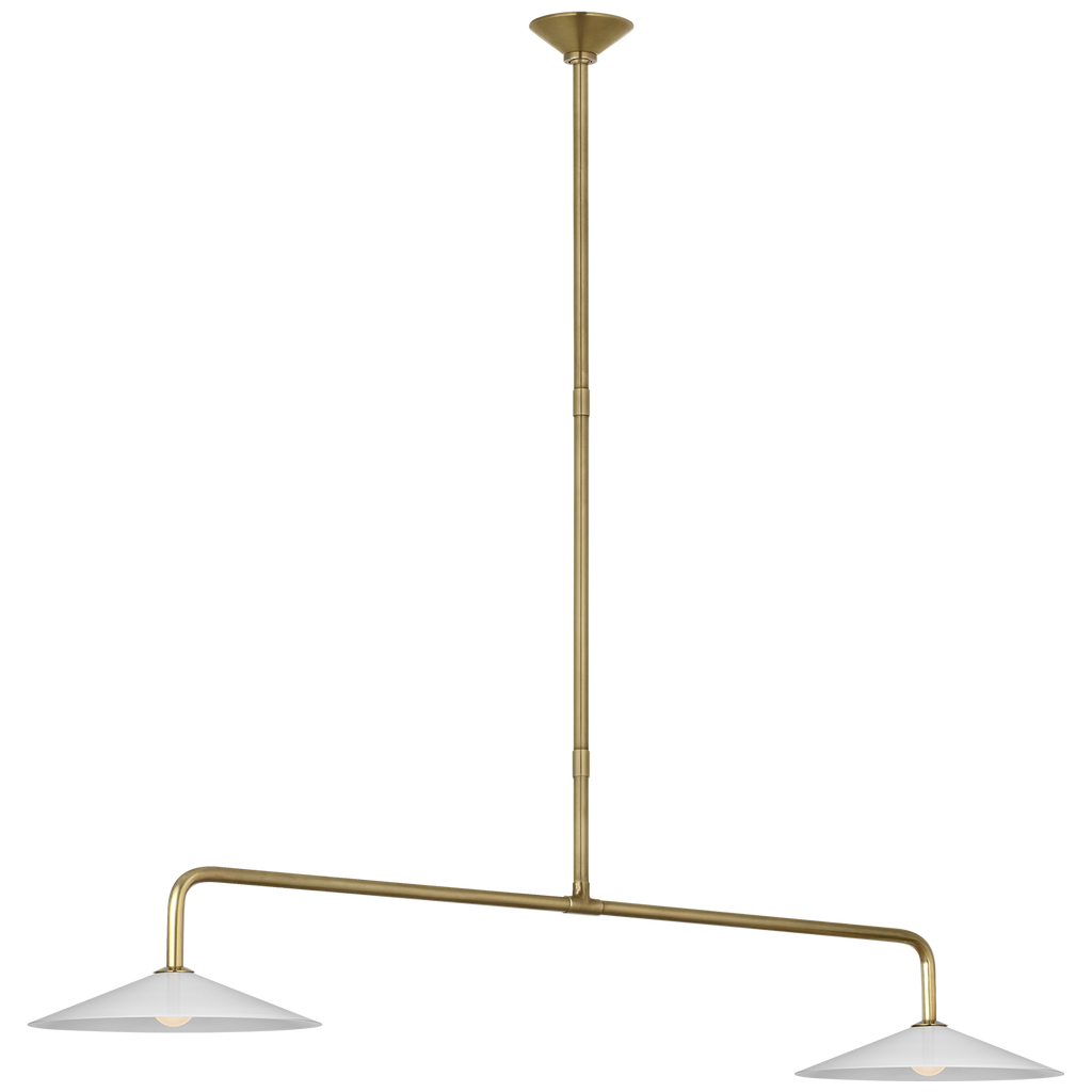 Ponce 62" Linear Pendant | Hand-Rubbed Antique Brass | Milk White Glass Shades