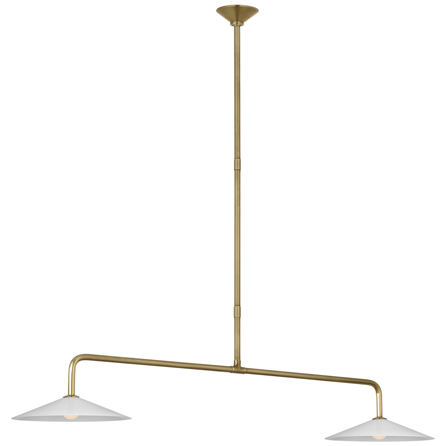 Ponce 62" Linear Pendant | Hand-Rubbed Antique Brass | Milk White Glass Shades