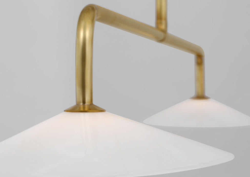 Ponce 62" Linear Pendant | Hand-Rubbed Antique Brass | Milk White Glass Shades