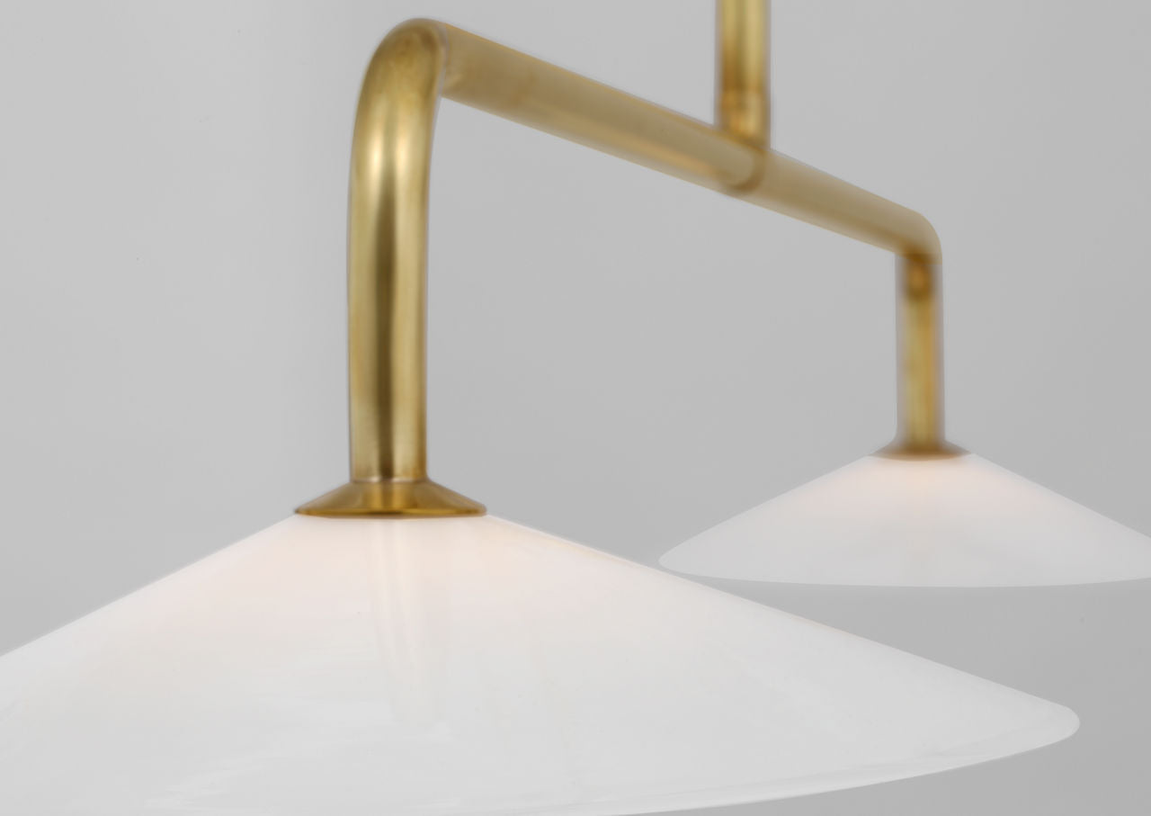 Ponce 62" Linear Pendant | Hand-Rubbed Antique Brass | Milk White Glass Shades