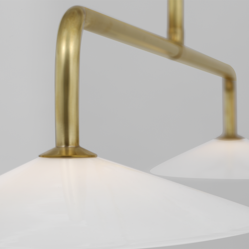 Ponce 62" Linear Pendant | Hand-Rubbed Antique Brass | Milk White Glass Shades