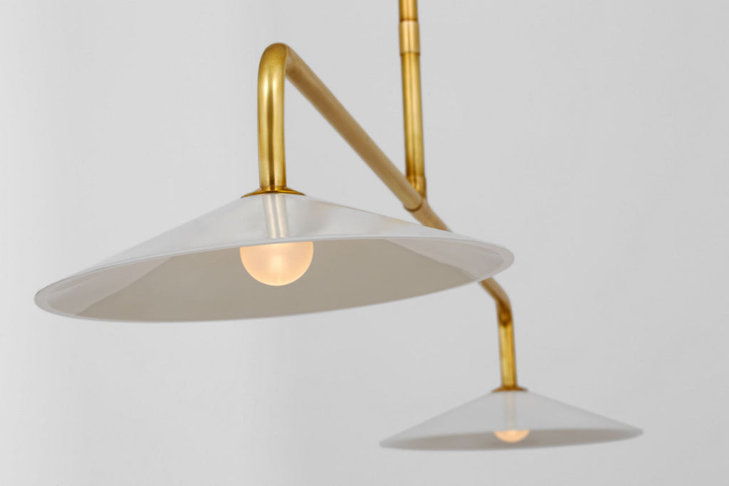 Ponce 62" Linear Pendant | Hand-Rubbed Antique Brass | Milk White Glass Shades
