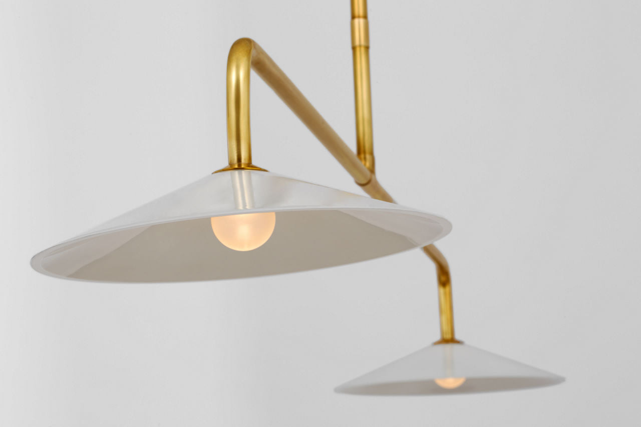 Ponce 62" Linear Pendant | Hand-Rubbed Antique Brass | Milk White Glass Shades