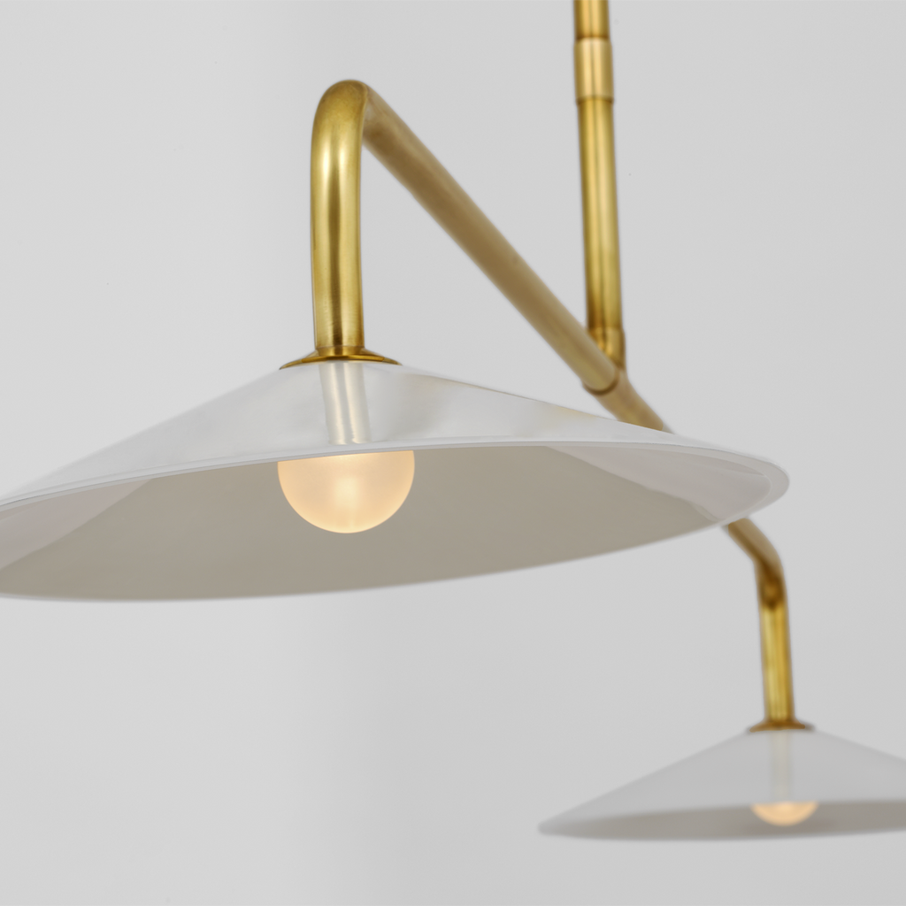 Ponce 62" Linear Pendant | Hand-Rubbed Antique Brass | Milk White Glass Shades