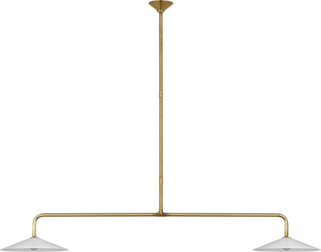Ponce 62" Linear Pendant | Hand-Rubbed Antique Brass | Milk White Glass Shades