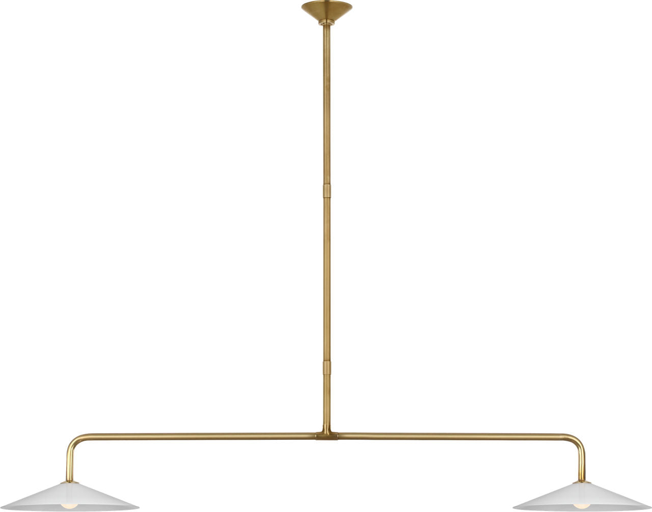 Ponce 62" Linear Pendant | Hand-Rubbed Antique Brass | Milk White Glass Shades