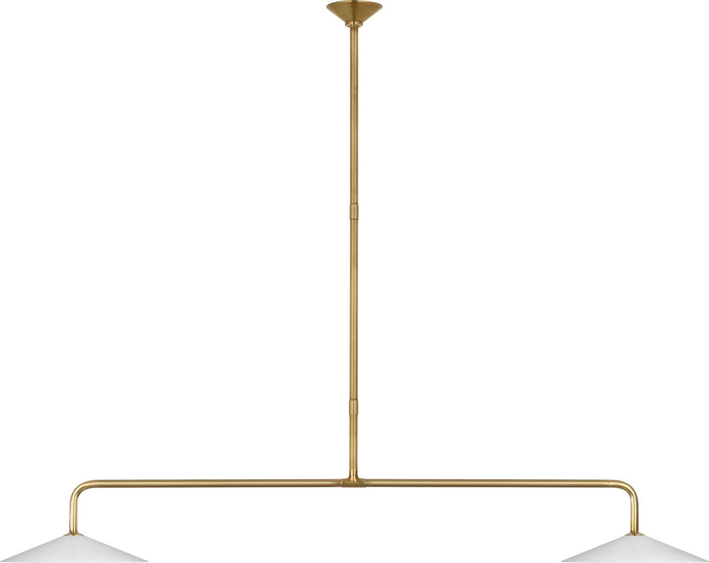 Ponce 62" Linear Pendant | Hand-Rubbed Antique Brass | Milk White Glass Shades
