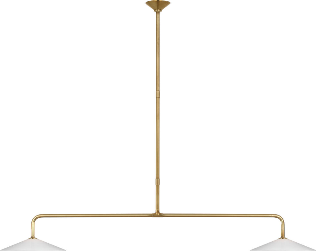 Ponce 62" Linear Pendant | Hand-Rubbed Antique Brass | Milk White Glass Shades