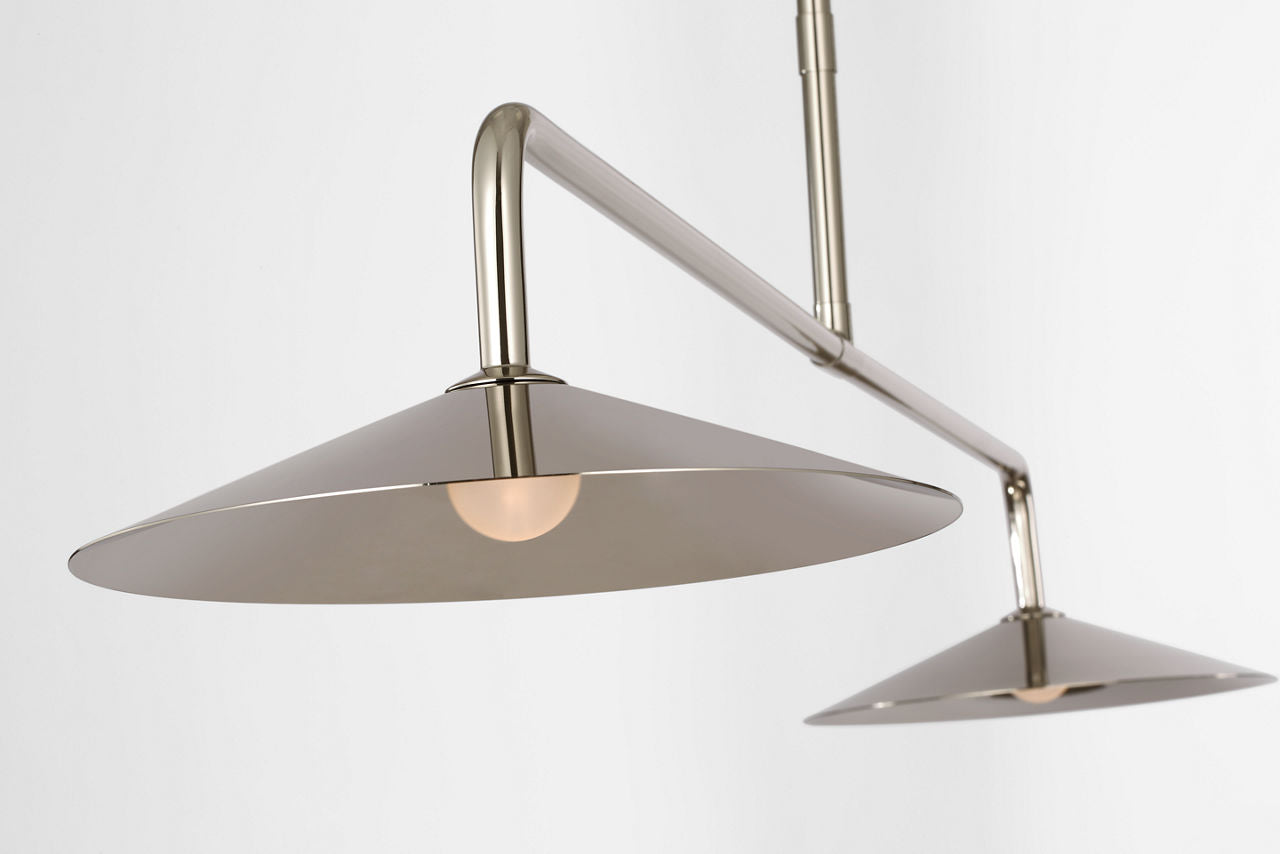Ponce 62" Linear Pendant | Polished Nickel | Polished Nickel Shades