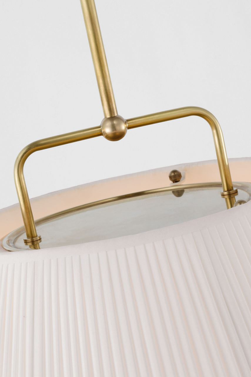 Serrato 14" Hanging Shade | Hand-Rubbed Antique Brass | Silk Pleat Shade