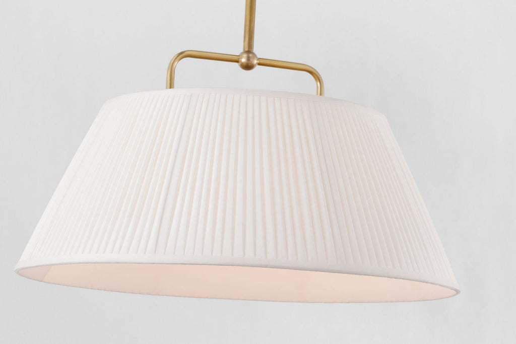 Serrato 14" Hanging Shade | Hand-Rubbed Antique Brass | Silk Pleat Shade