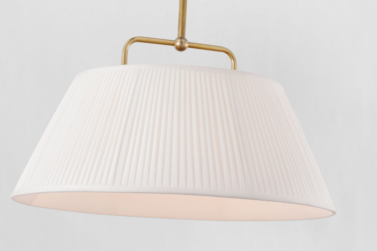 Serrato 14" Hanging Shade | Hand-Rubbed Antique Brass | Silk Pleat Shade