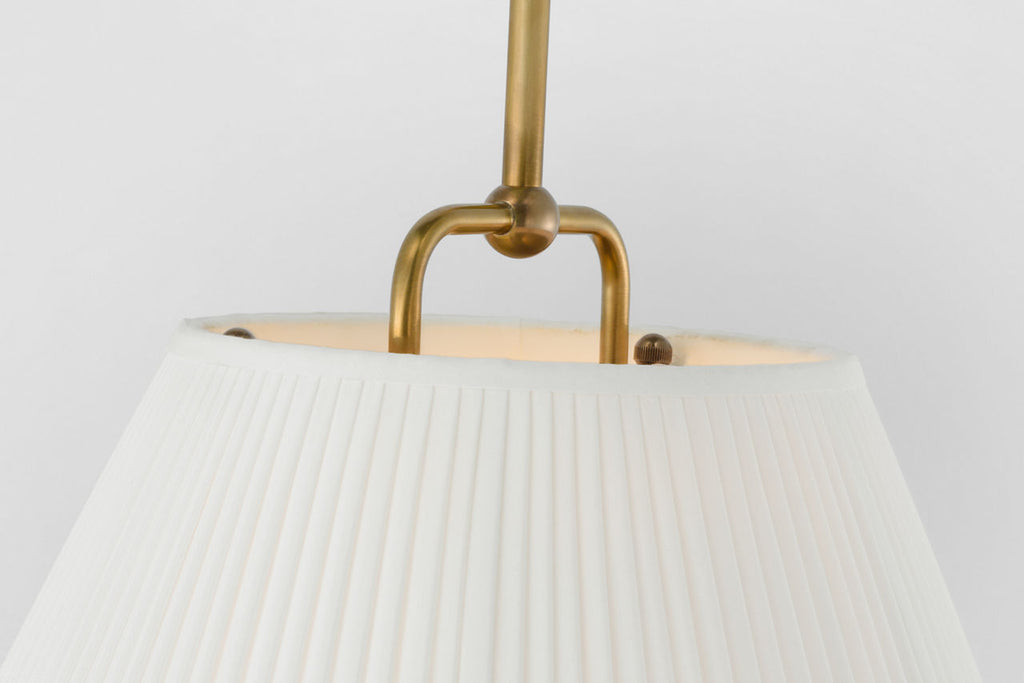 Serrato 20" Hanging Shade | Hand-Rubbed Antique Brass | Silk Pleat Shade