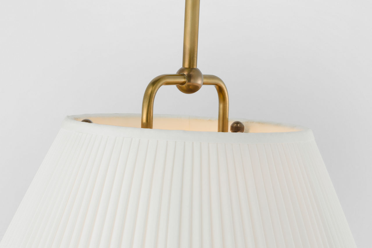 Serrato 20" Hanging Shade | Hand-Rubbed Antique Brass | Silk Pleat Shade
