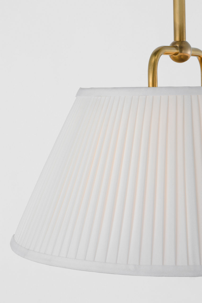 Serrato 20" Hanging Shade | Hand-Rubbed Antique Brass | Silk Pleat Shade