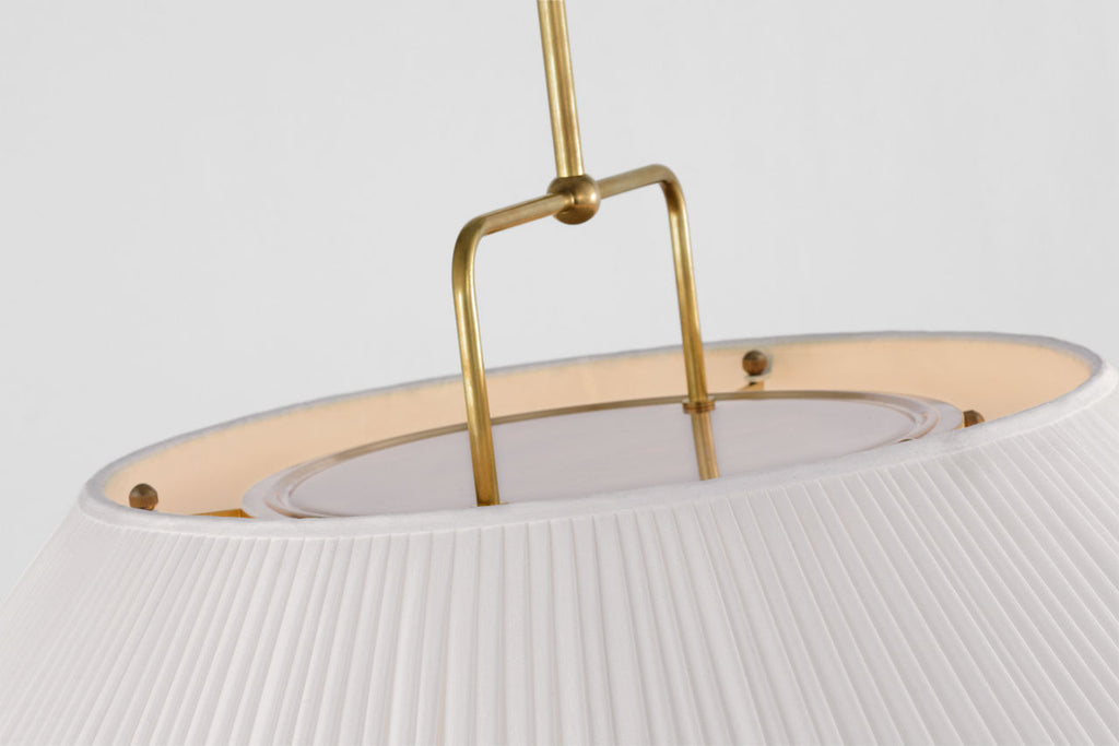 Serrato 33" Hanging Shade | Hand-Rubbed Antique Brass | Silk Pleat Shade