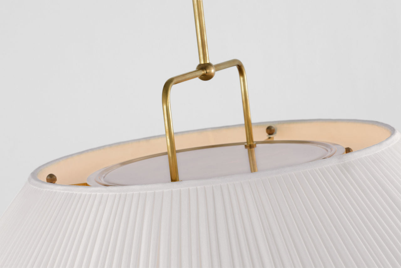 Serrato 33" Hanging Shade | Hand-Rubbed Antique Brass | Silk Pleat Shade