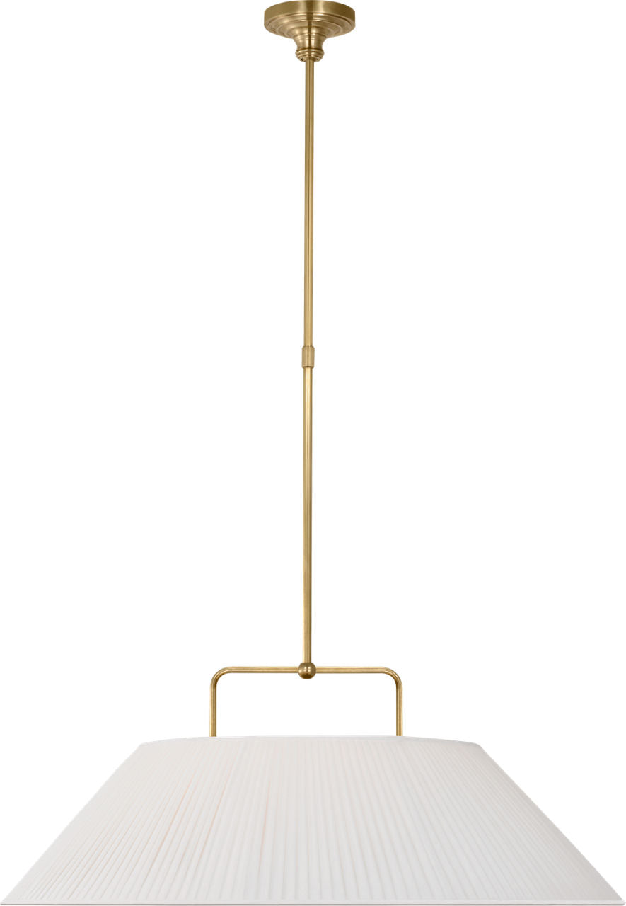Serrato 33" Hanging Shade | Hand-Rubbed Antique Brass | Silk Pleat Shade
