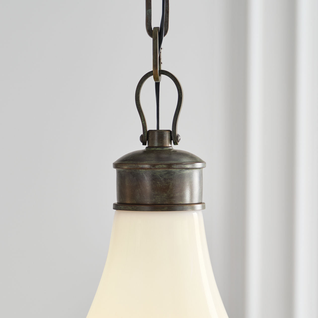 Wesley 15" Pendant | Bronze | Verdigris Highlights | White Glass