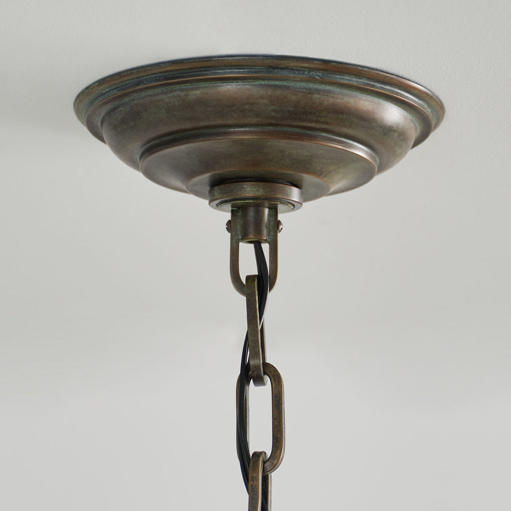 Wesley 15" Pendant | Bronze | Verdigris Highlights | White Glass