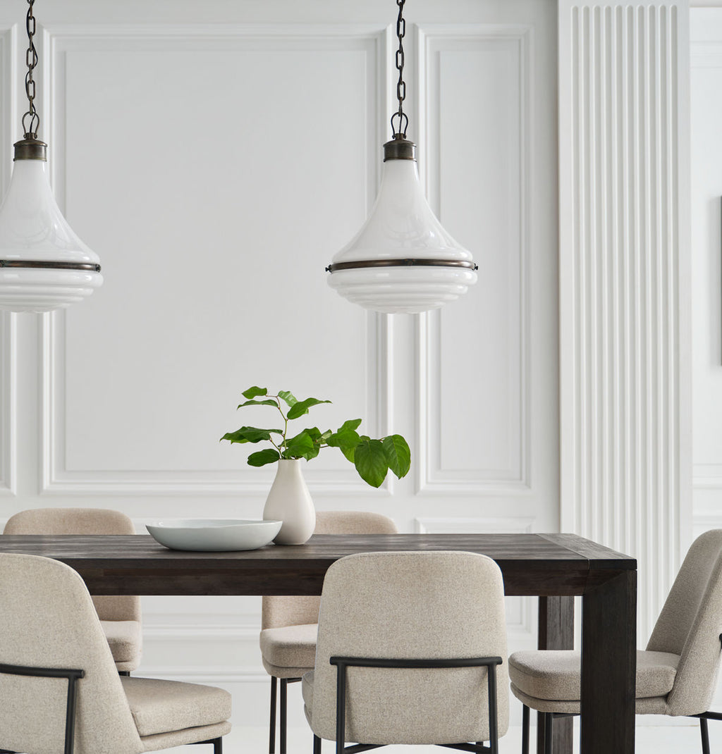 Wesley 15" Pendant | Bronze | Verdigris Highlights | White Glass
