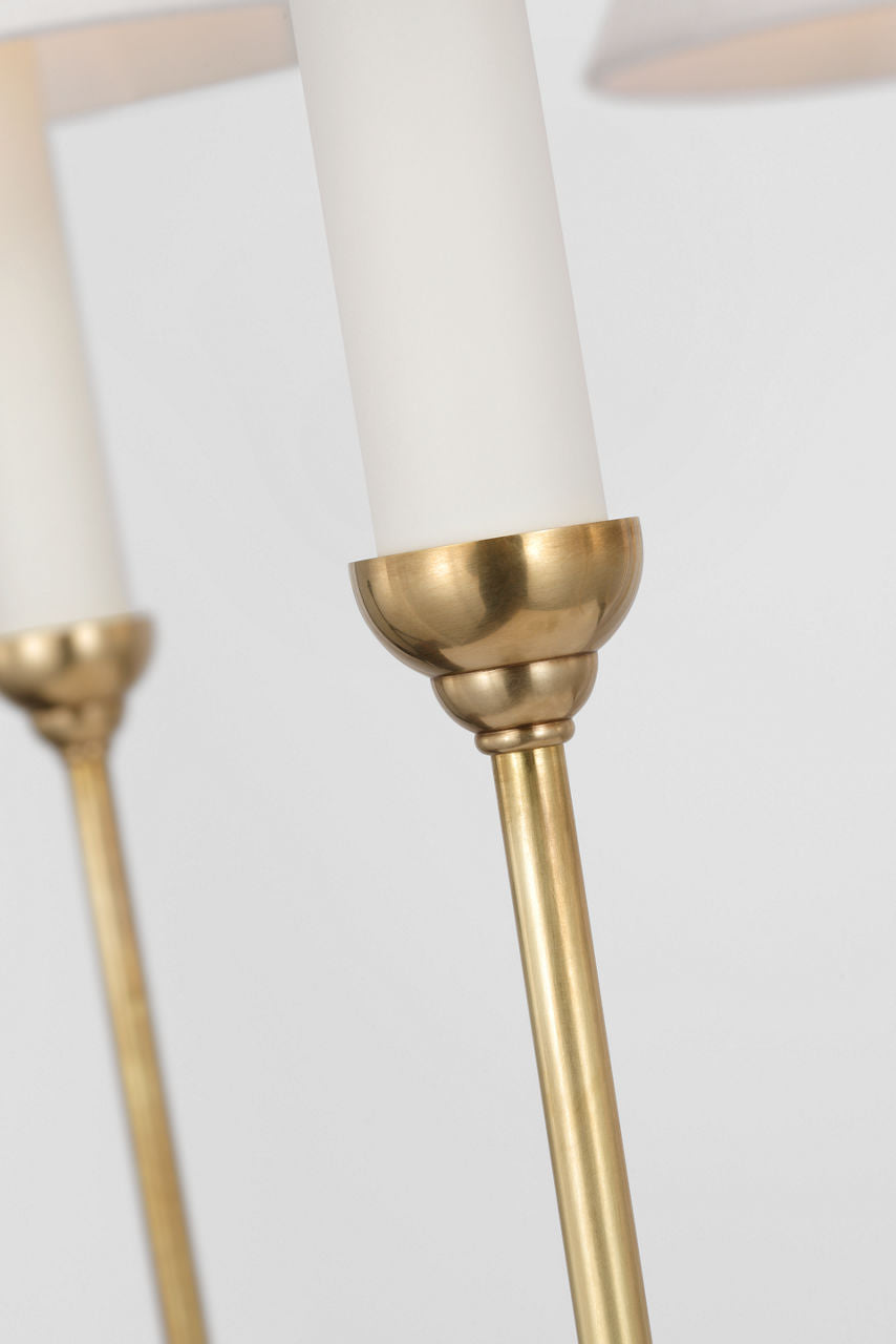 Ingela 36" Chandelier | Hand-Rubbed Antique Brass | Silk Pleat Shades