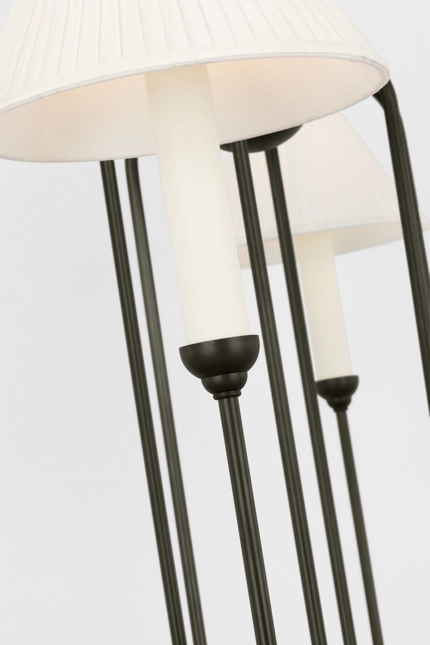 Ingela 36" Chandelier | Modern Iron | Silk Pleat Shades