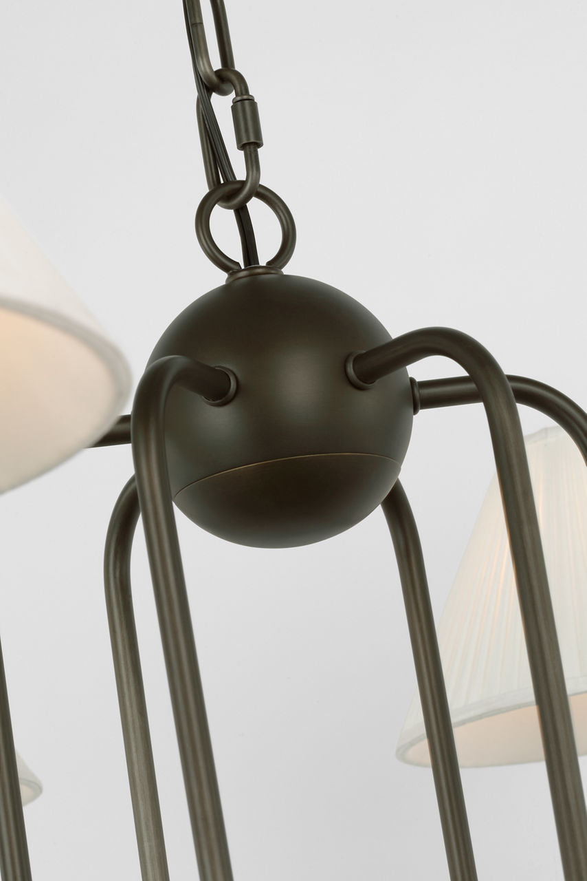 Ingela 36" Chandelier | Modern Iron | Silk Pleat Shades