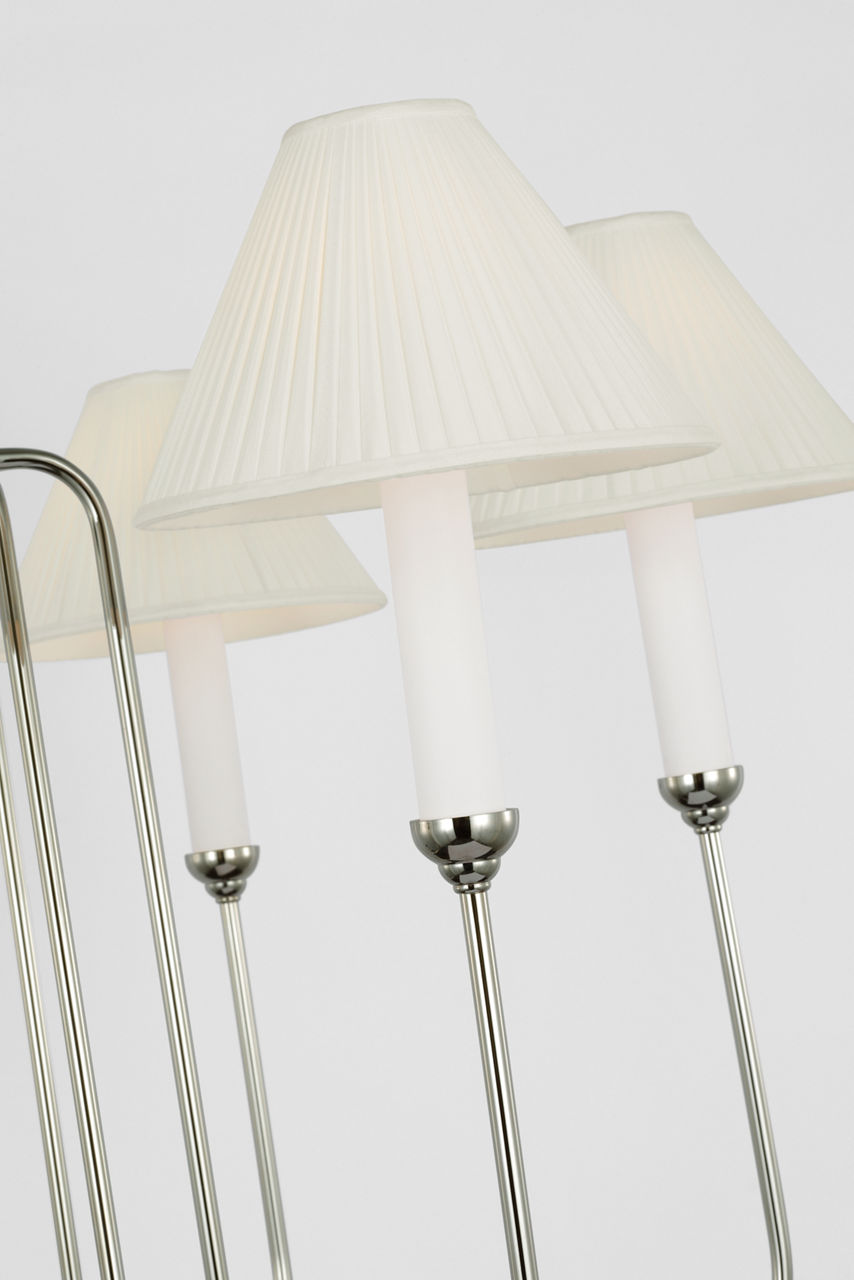 Ingela 36" Chandelier | Polished Nickel | Silk Pleat Shades