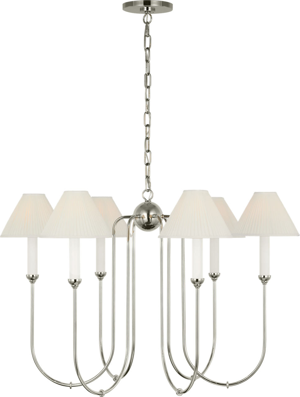 Ingela 36" Chandelier | Polished Nickel | Silk Pleat Shades