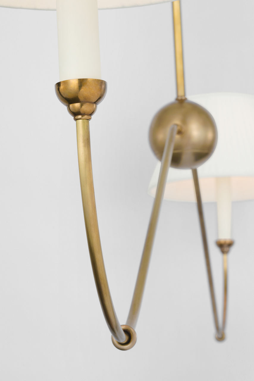 Ingela 65" Linear Chandelier | Hand-Rubbed Antique Brass | Silk Pleat Shades