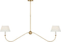 Ingela 65" Linear Chandelier | Hand-Rubbed Antique Brass | Silk Pleat Shades