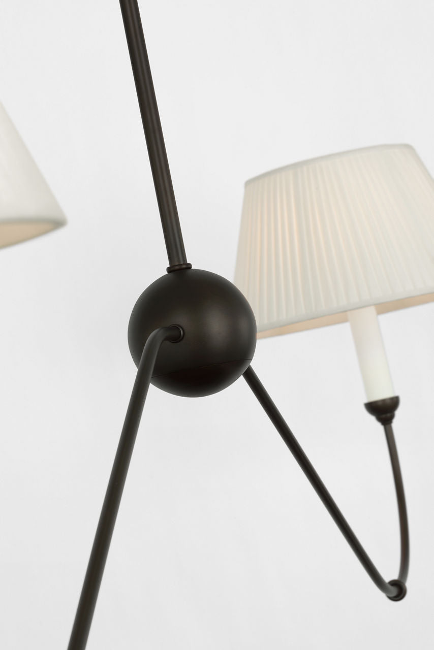 Ingela 65" Linear Chandelier | Modern Iron | Silk Pleat Shades