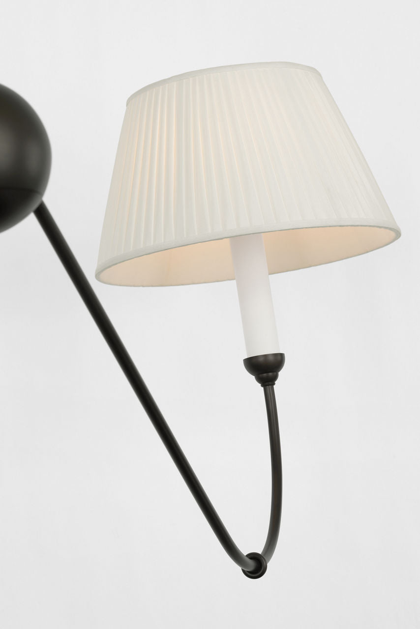 Ingela 65" Linear Chandelier | Modern Iron | Silk Pleat Shades