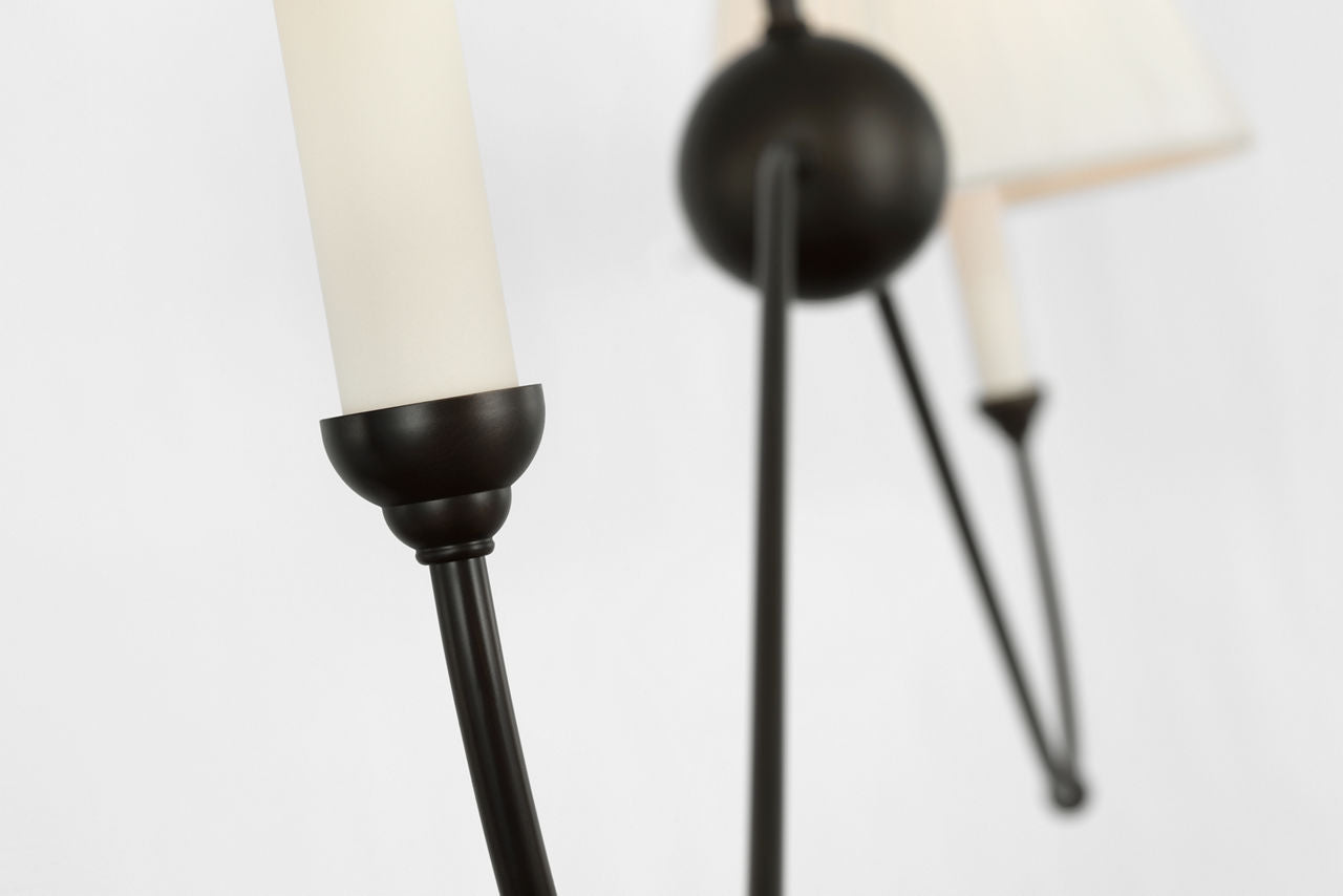 Ingela 65" Linear Chandelier | Modern Iron | Silk Pleat Shades