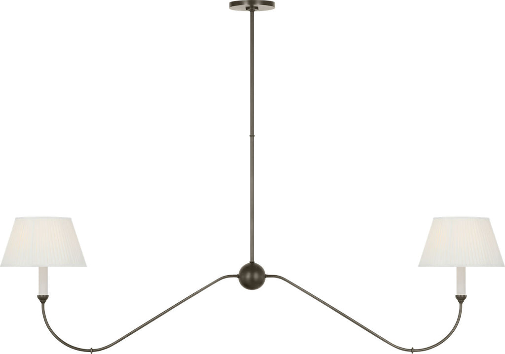 Ingela 65" Linear Chandelier | Modern Iron | Silk Pleat Shades